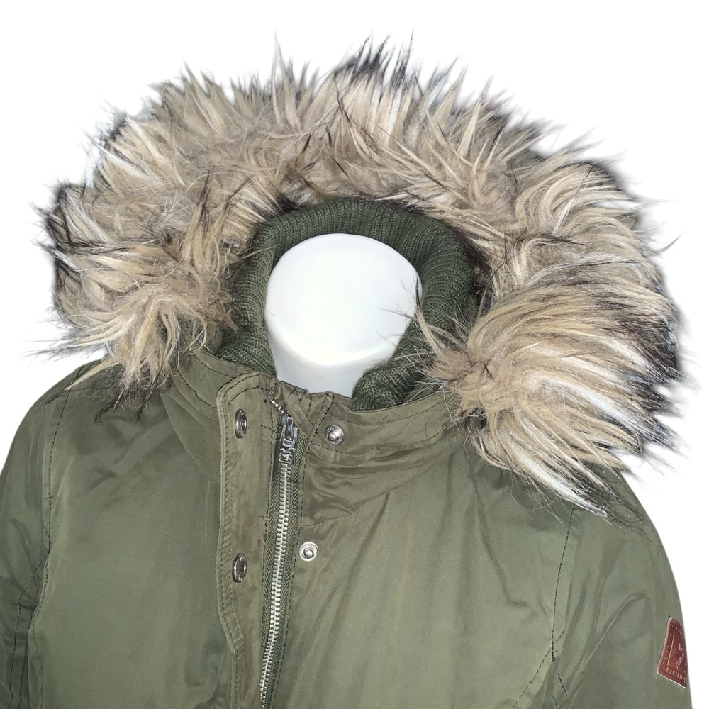 Hollister Olive Green Parka with Faux Fur Hood - Picture 2 of 16
